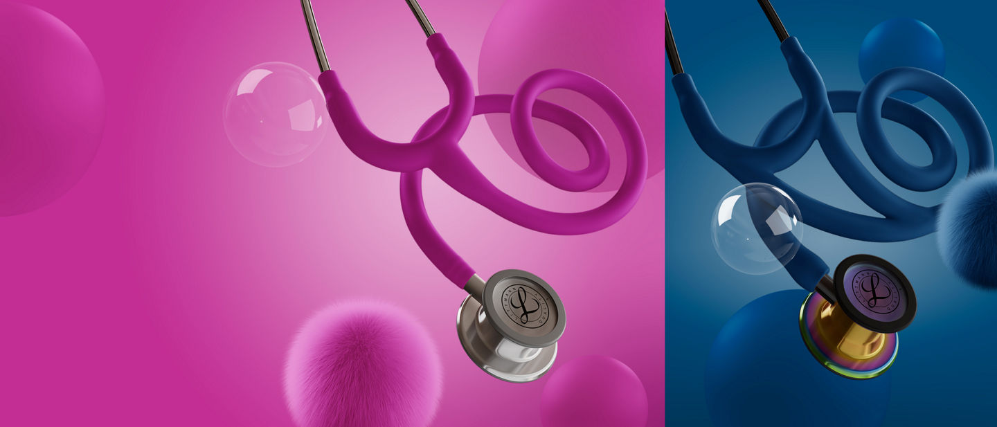 Littmann Classic III in Satin Himbeerrot und Cardiology IV in Satin Navy